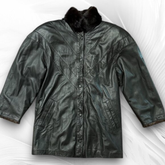 Vintage Women's Mink Fur Jacket Size M/L Elegant Dark Brown Mink Jacket - Picture 11 of 14